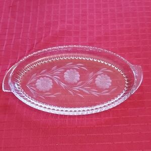 Depression Glass Floral Oval Platter